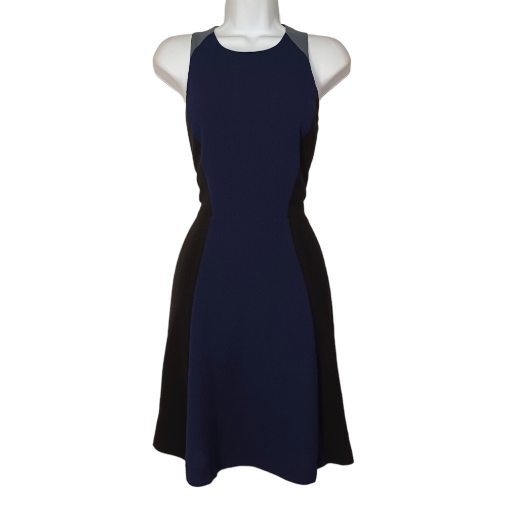 BANANA REPUBLIC Colorblock Navy Blue Gray Black Sleeveless A-Line Dress X-Small